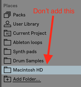 ableton default factory packs folder is not available