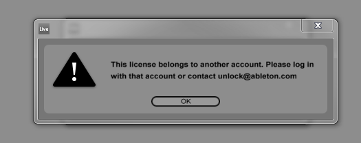 License belongs to another account