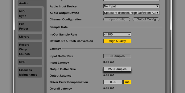 Usb buffer settings