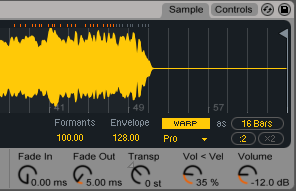 Fade In and Fade Out controls help you removing clicks at the beginning and at slice end / start.