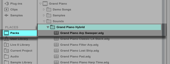 ableton live packs location