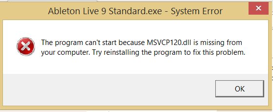 Dllファイルがないためliveのインストールと起動ができない Windows Ableton