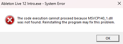 System Error - Missing .dll