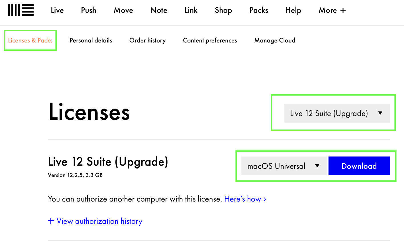 Ableton live 10 suite ライセンス譲渡 Live、PushおよびMoveの