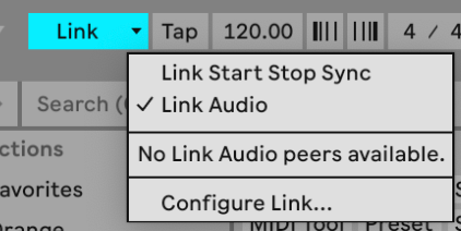 Link Audio dropdown menu