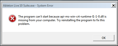 Unable To Install And Or Launch Live Due To Missing Dll Windows Ableton