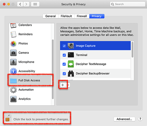 access privileges for mac