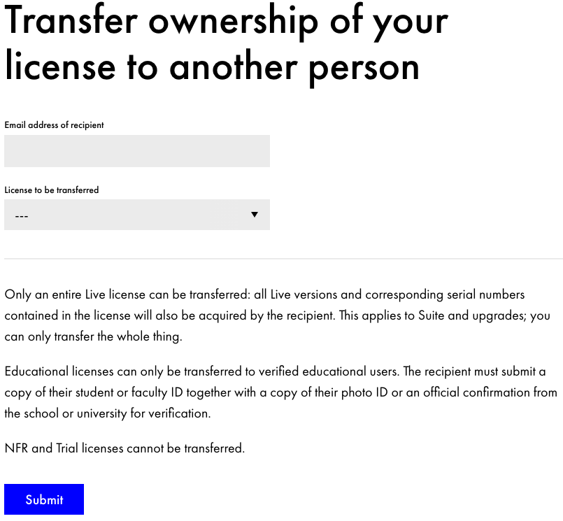 Transferring ownership of a Live or Push license – Ableton