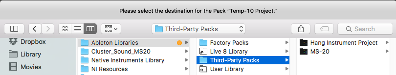 what directory ableton live packs